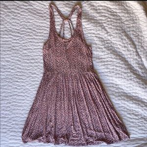 Floral Pattern Mini Dress with Open Back